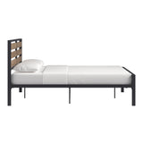 Homelegance By Top-Line Daxton Low Profile Metal Platform Bed with Wood Finish Panels Black Metal