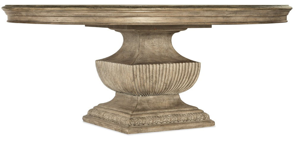 Hooker Furniture Castella 72-Inches Round Urn Table - Antique Slate Pedestal Dining Table Seats 8, Distressed Resort Charm 5878-75213-80