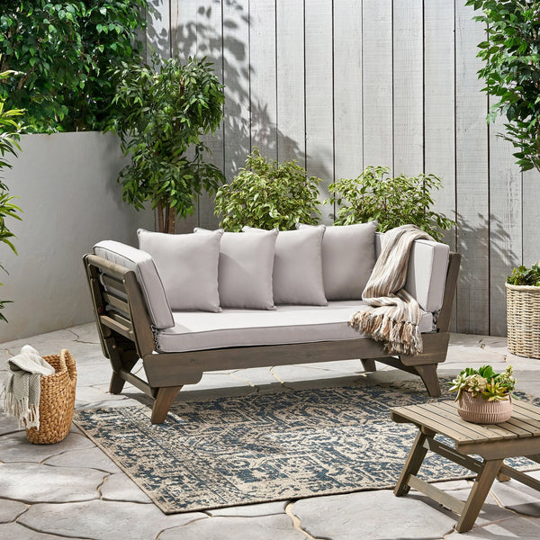 English Elm Ottavio Outdoor Acacia Wood Daybed with Weather Resistant Cushions for Patio Lounging 63454.00