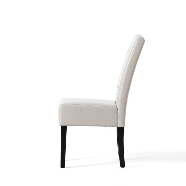 English Elm Carter Ivory Bonded Leather Tufted Dining Chairs Set of Two with Espresso Legs 54274.00IVY