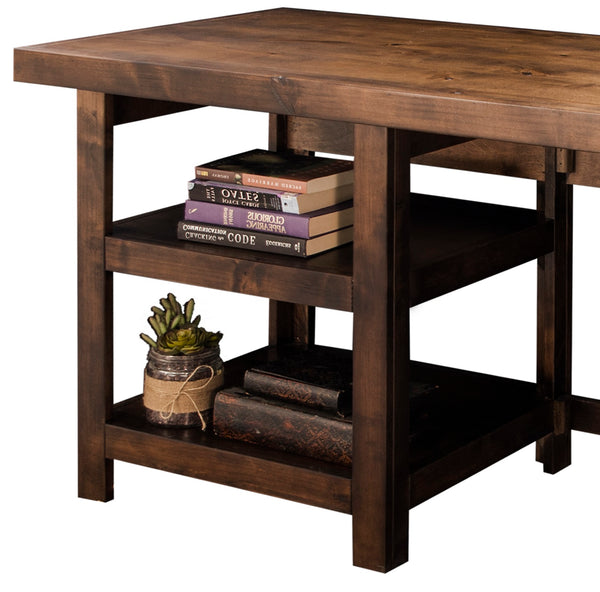 Legends Furniture Bridgevine Home Sausalito 60 Inch Workstation Desk, No Assembly Required, Whiskey Finish Fruitwood, Brown Knotty Alder Solids And Veneers Sl6250.Wky