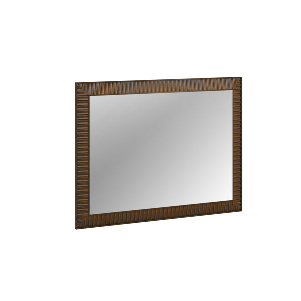 A.R.T. Furniture Eave Elegant Mirror With Reed Pattern Frame – Timeless Addition For Sophisticated Home Decor Brown Material(S), Poplar And Parawood Solids,Walnut Veneer 336120-1860