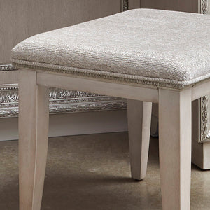 Pulaski Furniture Camilla Vanity Set With Trifold Mirror & Elegant Stool - Glamorous Creamy White Finish & Storage Drawers Natural Rubberwood Solid And Quartered Prima Vera Veneer. P269-br-k12-pulaski