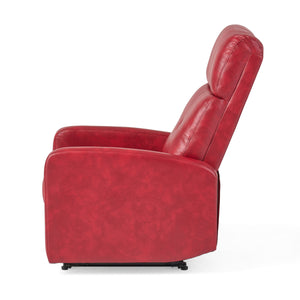 English Elm Christopher Knight Home® - RECLINER Plush PU Upholstered Push-Back Recliner with Contemporary Minimalist Design and Comfort Red 57575.00RED