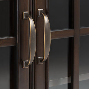 English Elm Connaught Low Storage Cabinet - Handcrafted Dark Chestnut Brown With Adjustable Shelves & Style B136P158126