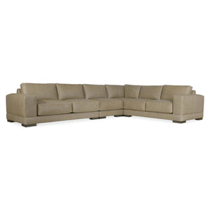 Bernhardt Bernhardt Lars Leather Sectional With Plush Deep Cushions, Wide Track Arms And Textured Wood Block Feet For Modern Living Space Comfort Tan K2094