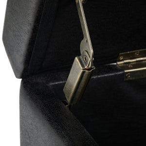 English Elm Avalon Storage Ottoman Bench - Stylish Distressed Black Seating With Spacious Storage & Safety Hinge B136P158640