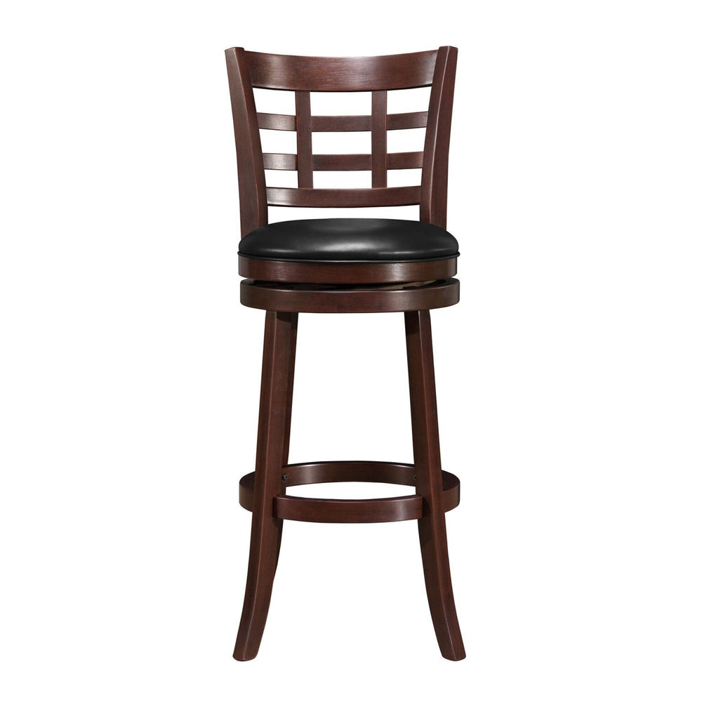 Homelegance By Top-Line Hudson Window Back Faux Leather Swivel Bar Stool Black Rubberwood