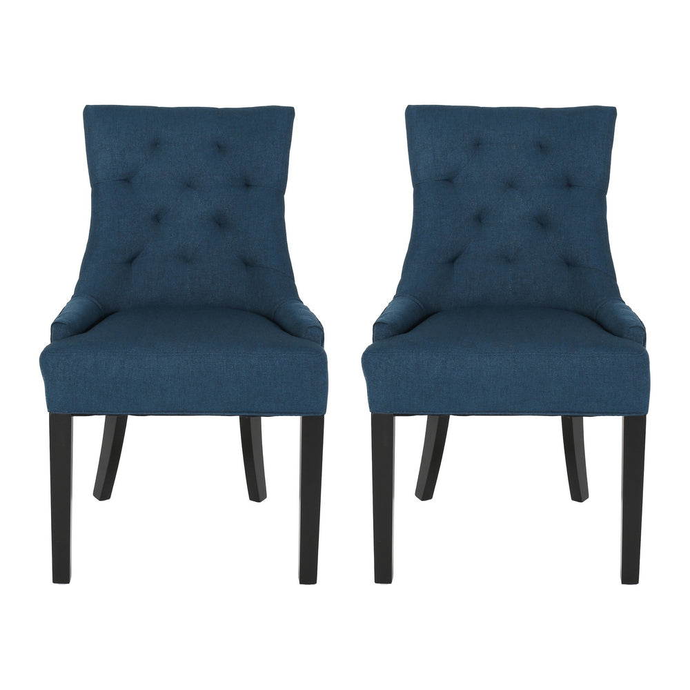 English Elm Cheney Tufted Upholstered Dining Chair Set with Solid Wood Legs for Modern Rooms 54181.00FNBLU