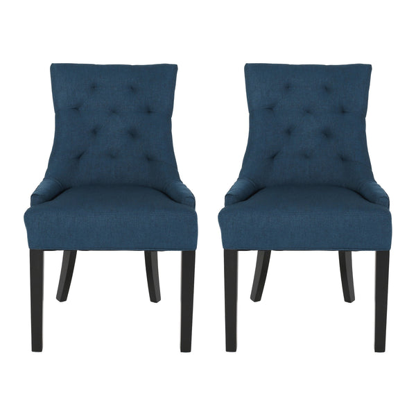 English Elm Cheney Tufted Upholstered Dining Chair Set with Solid Wood Legs for Modern Rooms 54181.00FNBLU