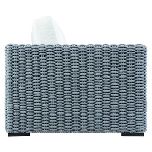 Bernhardt Bernhardt Capri Outdoor Sofa With Handwoven Grey Mist Rope, Plush Faux-Down Cushions, Aluminum Frame - Made to Order OP1017C