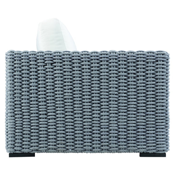 Bernhardt Bernhardt Capri Outdoor Sofa With Handwoven Grey Mist Rope, Plush Faux-Down Cushions, Aluminum Frame - Made to Order OP1017C