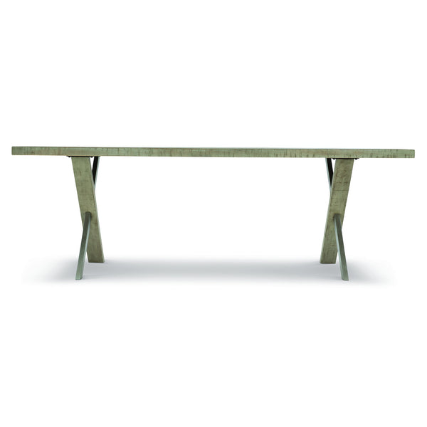 Bernhardt Bernhardt Milo 88" Reclaimed Pine Herringbone Dining Table With Distressed Morel Finish & X-Base, Seats 6-8 398224G