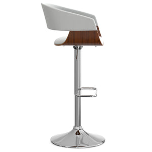 English Elm Lowell - Mid-Century Modern Adjustable Swivel Bar Stool In White Vegan Leather & Chrome Base B136P158835