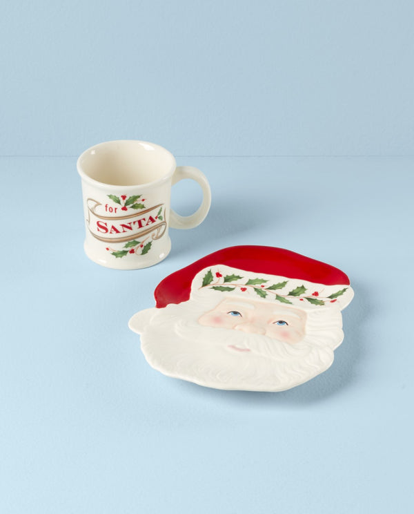 Lenox Holiday 2-Piece Cookies For Santa Set Red & Green, IVORY PORCELAIN 895042