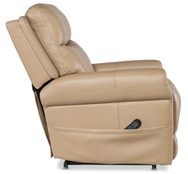 Hooker Furniture Carroll Ultra-Soft Sorrento Sand Power Recliner With Lift, Motorized Headrest & Lumbar Support RC603-PHLL4-082