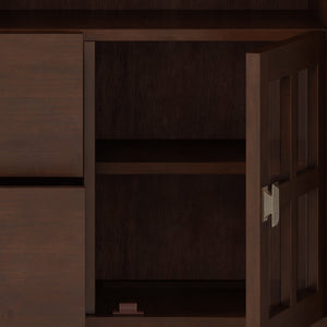 English Elm Artisan Tv Media Stand - Handcrafted Solid Wood In Russet Brown With Glass Doors & Antique Hardware B136P158405