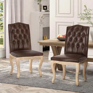 Christopher Knight Home® - Noble House - Shylo Contemporary Faux Leather Dining Chairs, Dark Brown and Natural - Set of 2