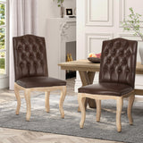 Christopher Knight Home® Shylo Contemporary Faux Leather Dining Chairs, Dark Brown and Natural - Set of 2