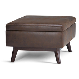 English Elm Owen - Versatile Coffee Table Storage Ottoman In Distressed Chestnut Brown For Family-Friendly Spaces B136P159188-GIGA