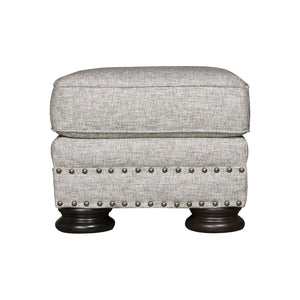 Bernhardt Bernhardt Foster Gray Ottoman — Made-To-Order Plush Rectangular Footrest With Nailhead Trim & Wood Legs B5171A