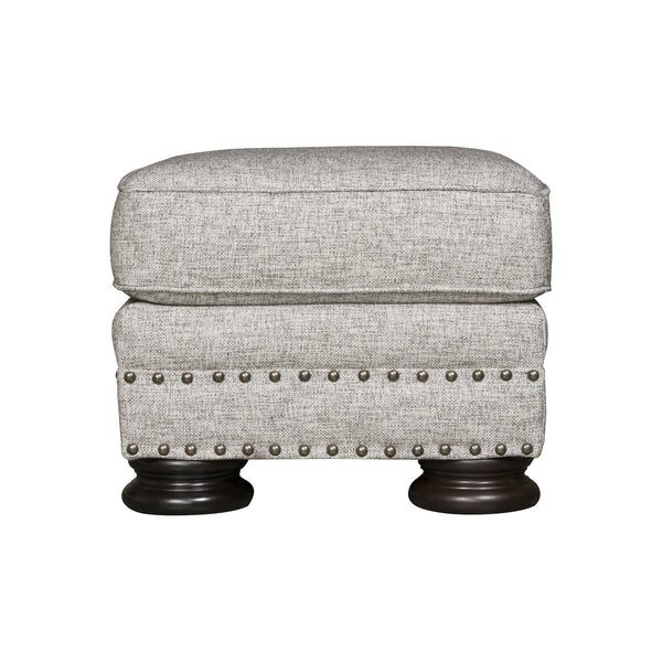 Bernhardt Bernhardt Foster Gray Ottoman — Made-To-Order Plush Rectangular Footrest With Nailhead Trim & Wood Legs B5171A