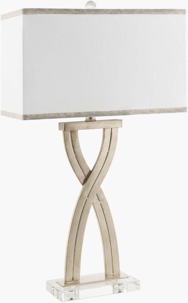 Surya Uhabis 30" Elegant Accent Table Lamp With Crystal Base & Linen Shade For Timeless Home Decor Body, Metallic ,Silver Iron,Crystal,Crystal,Linen,Polyester,Crystal Uhb-001