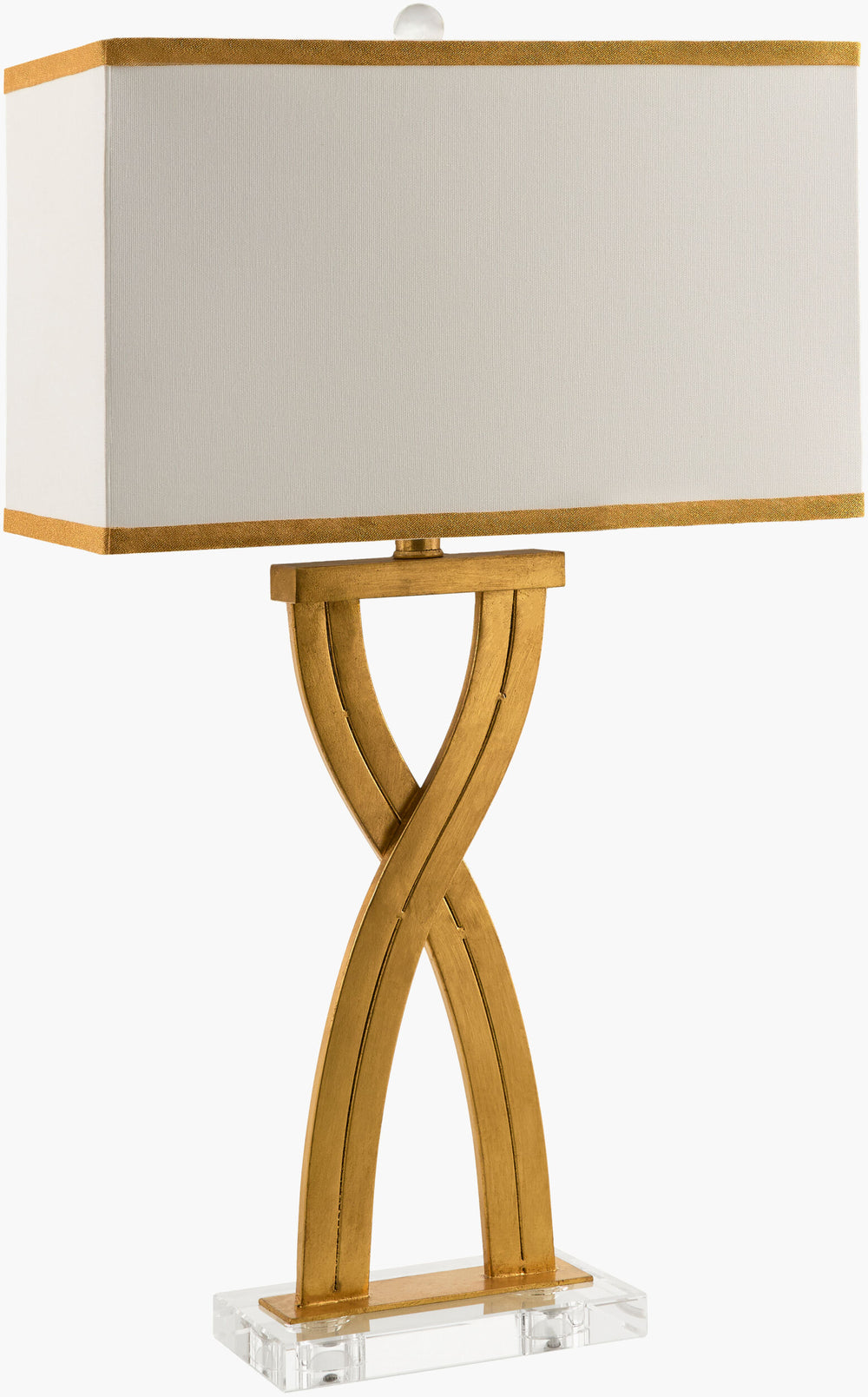 Surya Uhabis 30" Elegant Accent Table Lamp With Crystal Base & Linen Shade For Timeless Home Decor Body, Metallic ,Gold Iron,Crystal,Crystal,Linen,Polyester,Crystal Uhb-002