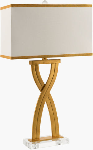 Surya Uhabis 30" Elegant Accent Table Lamp With Crystal Base & Linen Shade For Timeless Home Decor Body, Metallic ,Gold Iron,Crystal,Crystal,Linen,Polyester,Crystal Uhb-002