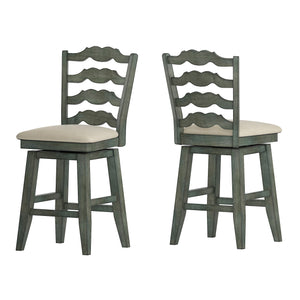 Homelegance By Top-Line Juliette French Ladder Back Counter Height Swivel Stool Green Rubberwood