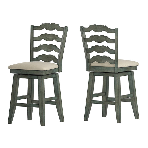 Homelegance By Top-Line Juliette French Ladder Back Counter Height Swivel Stool Green Rubberwood