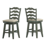 Homelegance By Top-Line Juliette French Ladder Back Counter Height Swivel Stool Green Rubberwood