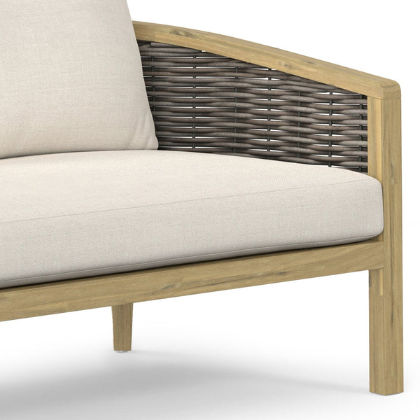 English Elm Parkside Outdoor Sofa Natural - Handwoven HDPE Rattan, Acacia Frame, Water-Resistant Cushions, 73" B136P159395
