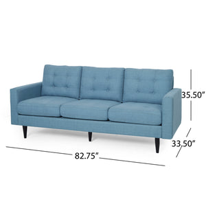 English Elm Jenny Button Tufted Waffle Stitch Fabric Sofa with Tapered Rubberwood Legs for Living Rooms 66890.00ABLU_66890.00BBLU