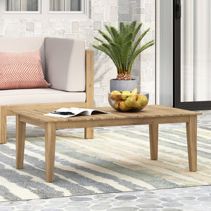 English Elm Christopher Knight Home® - Acacia Rustic Outdoor Coffee Table with Slat Top, Light Brown Acacia Wood, Durable 39.5" L 72767.00MLBRN