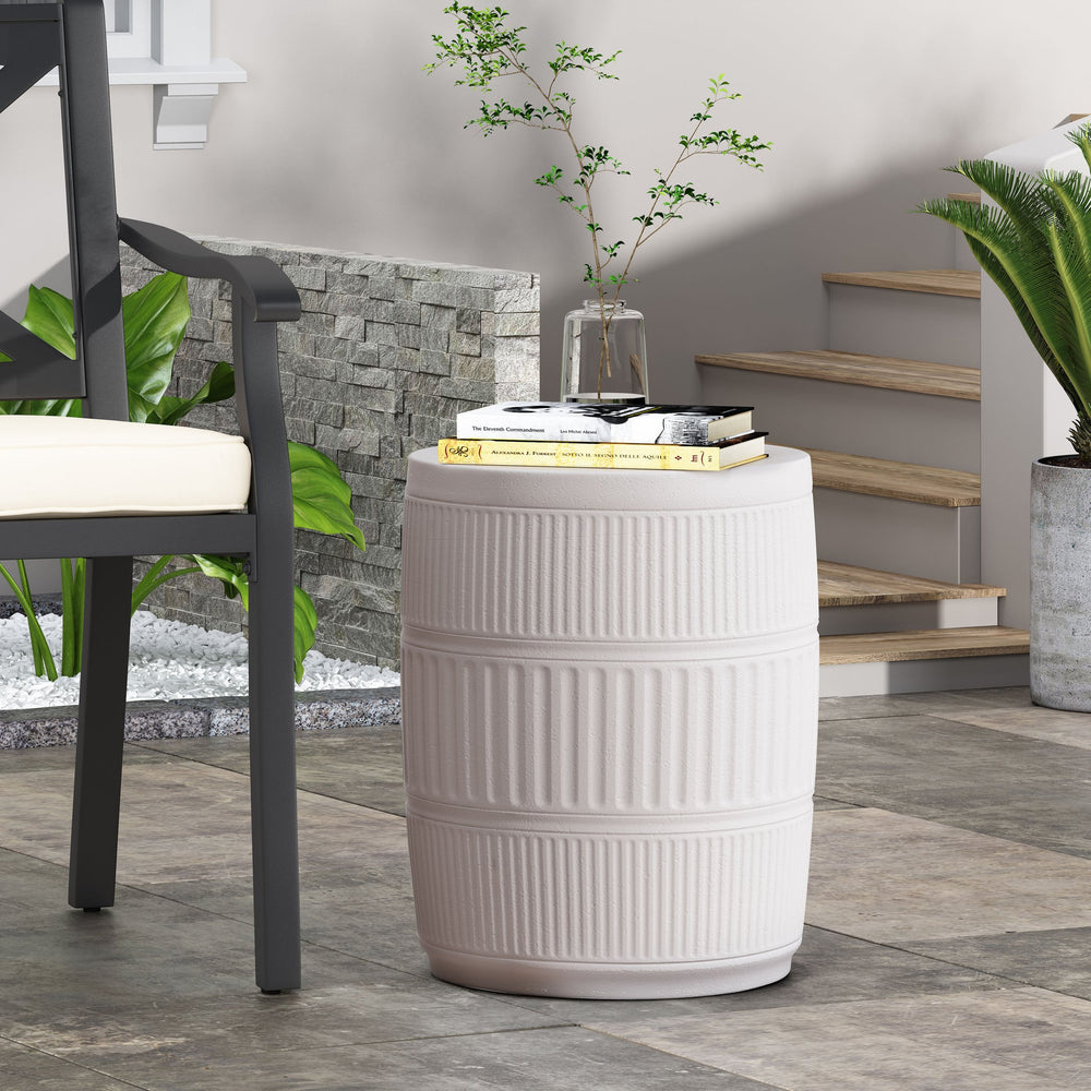 English Elm Outdoor Fluted Concrete Column Side Table Lightweight Architectural Patio Accent 73436.00
