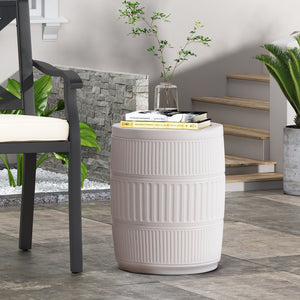 English Elm Outdoor Fluted Concrete Column Side Table Lightweight Architectural Patio Accent 73436.00