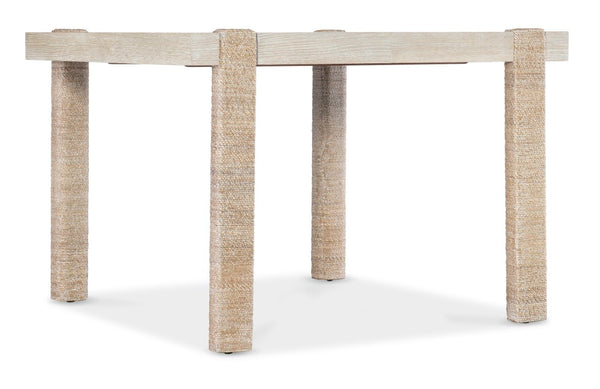 Hooker Furniture Commerce Seaside Rectangle Dining Table With Rope-Wrapped Legs, Oak Veneer, Natural Finish & 22" Leaf 7228-75007-80