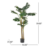 Christopher Knight Home® - Noble House - Stilwell 5' X 2.5' Artificial Monstera Tree, Green