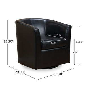 English Elm Swivel Barrel Club Chair Upholstered 360 Degree Base for Living Room Reading Nook Black 57685.00