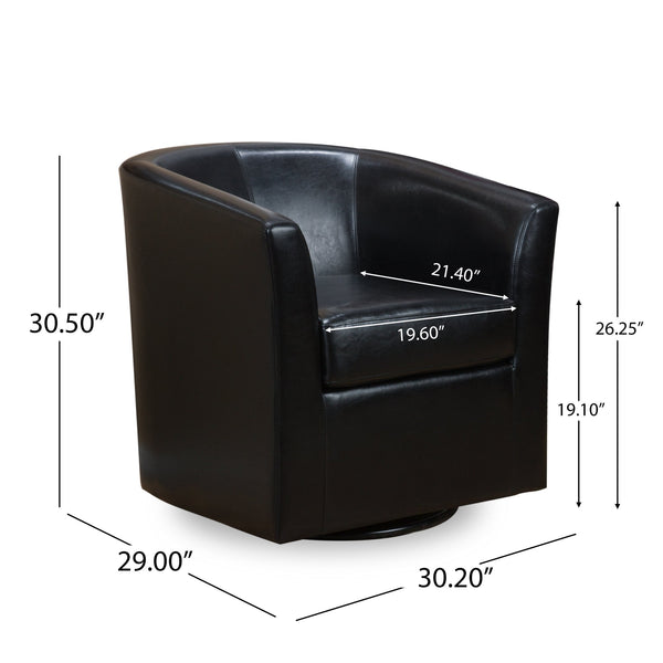 English Elm Swivel Barrel Club Chair Upholstered 360 Degree Base for Living Room Reading Nook Black 57685.00
