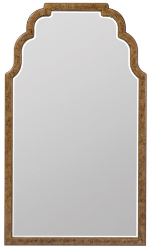 Hooker Furniture Archives Tall Mirror With Scalloped Frame, Mottled Amber Faux-Tortoise Shell, 48" Beveled Elegance 6123-90006-80