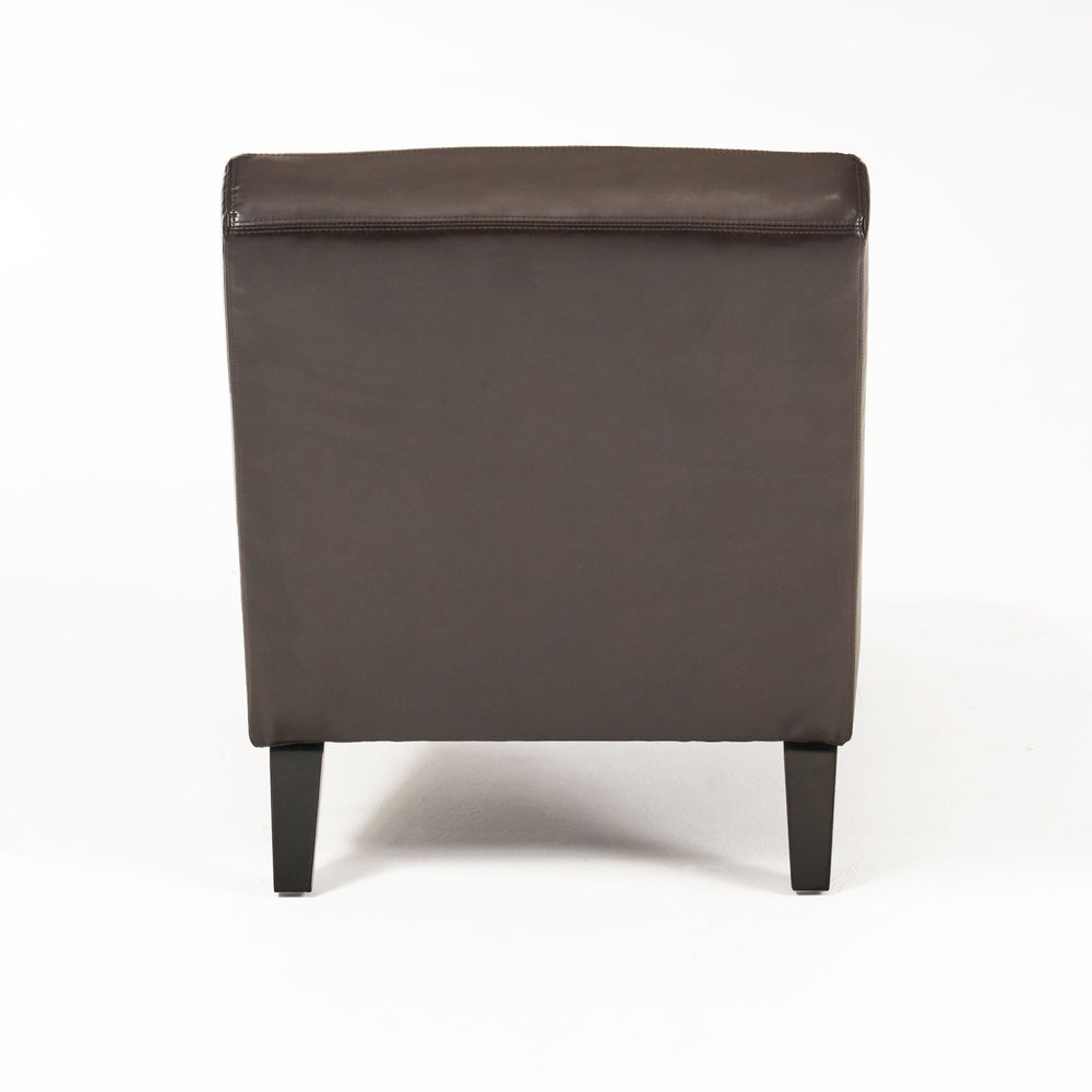 English Elm Christopher Knight Home® - FINLAY Curved KD Chaise Lounge in Brown PU Faux Leather with Birch Wood Legs, Modern Comfort 55420.00PUBRN