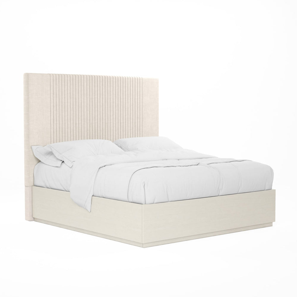 A.R.T. Furniture Blanc Contemporary Alabaster Bed With Vertical Channel Design - Elegant Comfort For Any Bedroom White Parawood Solids,Maple Veneers,Foam,Fabric 289125-1017