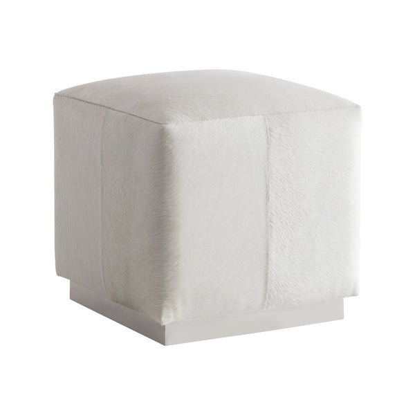 Bernhardt Bernhardt Aspen Hair-On-Hide Ottoman With Brushed Stainless Base — Modern Compact Seat/Accent Piece N2401O
