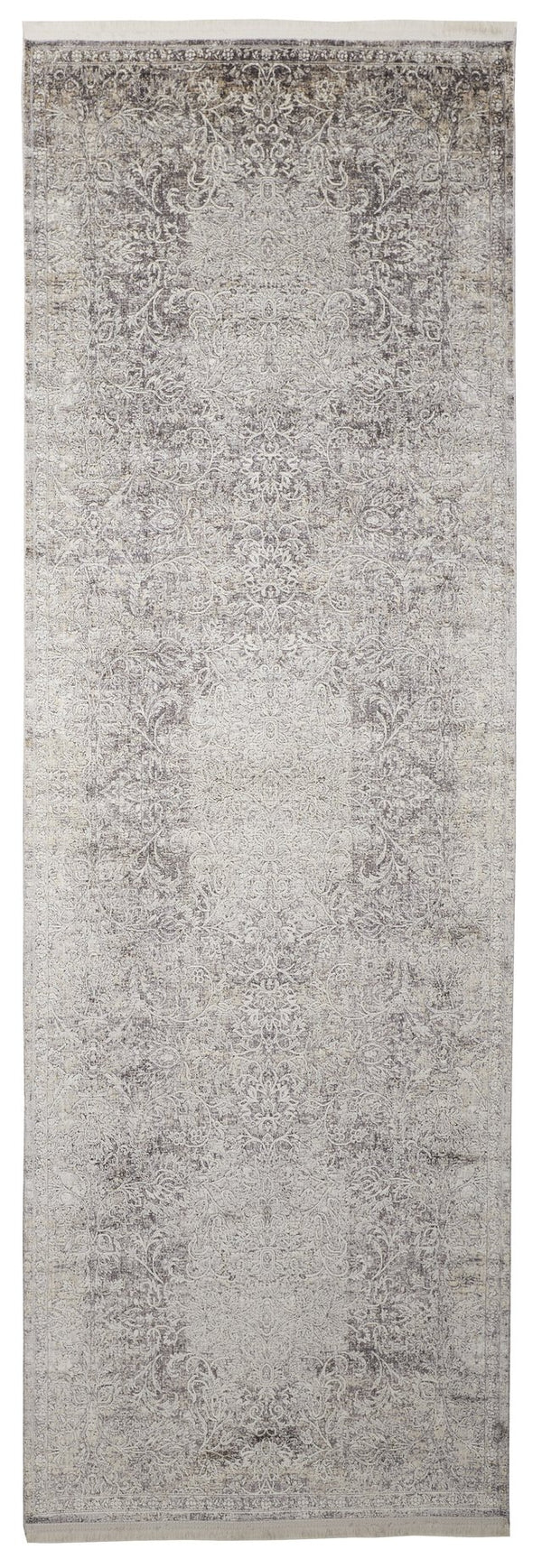 Feizy Rugs Sarrant Luxurious Viscose Polyester Medallion Rug – Ultra-durable, Soft Touch, Elegant Design Gray,Ivory,Tan Viscose,Polyester 9193964fstn000i8b