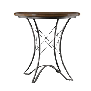 English Elm Steve Silver - Adele Round Counter Table in Dark Brown Wood Finish — Contemporary Metal & Birch Veneer Design B081P157427