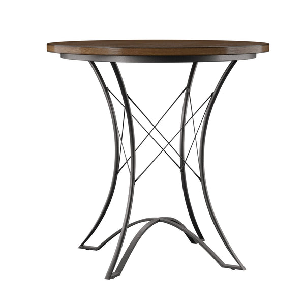 English Elm Steve Silver - Adele Round Counter Table in Dark Brown Wood Finish — Contemporary Metal & Birch Veneer Design B081P157427
