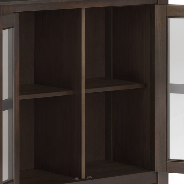 English Elm Artisan Low Storage Cabinet - Handcrafted Tobacco Brown Wood With Glass Doors For Versatile Style B136P158398
