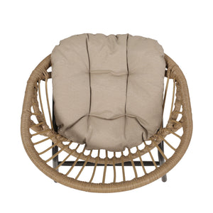 English Elm Christopher Knight Home® - EDGAR Wicker Dining Chairs Set of 2 with Tufted Water-Resistant Cushions, Powder-Coated Iron Frames, Boho Outdoor Seating — Durable 400lb Capacity, Light Brown Beige Finish 70831.00LBRN